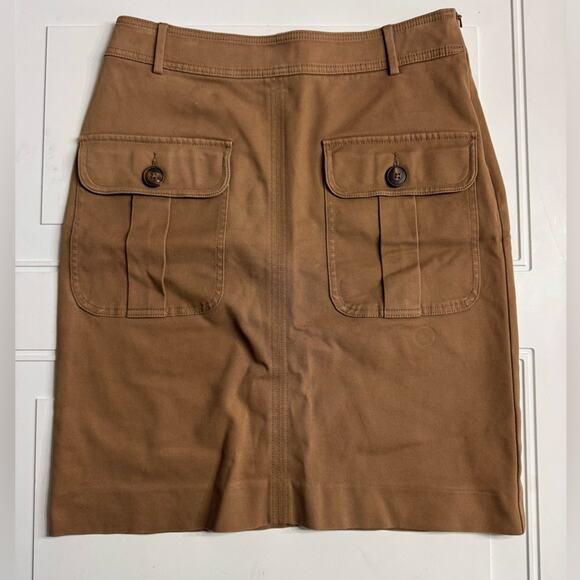 Boden Dresses & Skirts - Boden Womens Sz 6L Brown Cotton Pencil Skirt Zip Button Cargo Utility Preppy